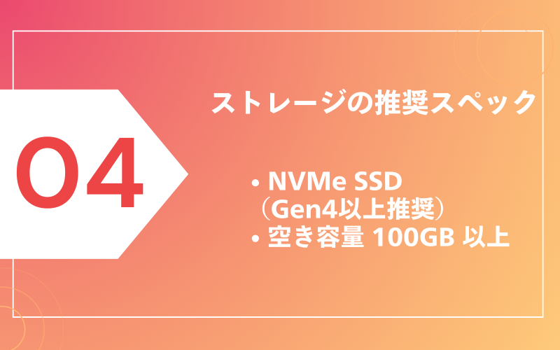 ストレージの推奨スペック